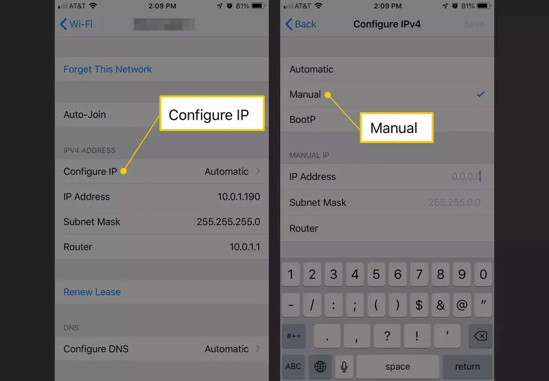Instructions to change IP on iPhone